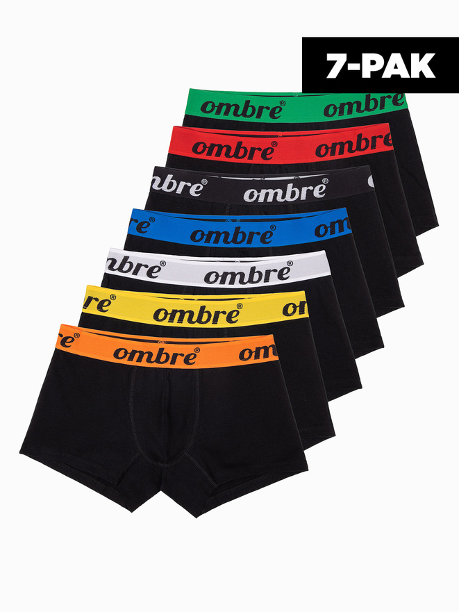 Pánske kontrastné bavlnené boxerky - 7-pack čierne V1 OM-UNBO-0100